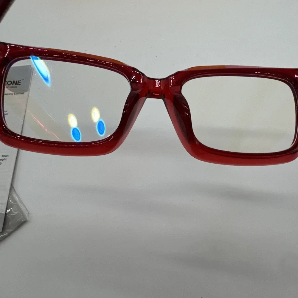 VISOONE Enhanced Version Rectangle Chic Look Blue Light Blocking Glasses New Red